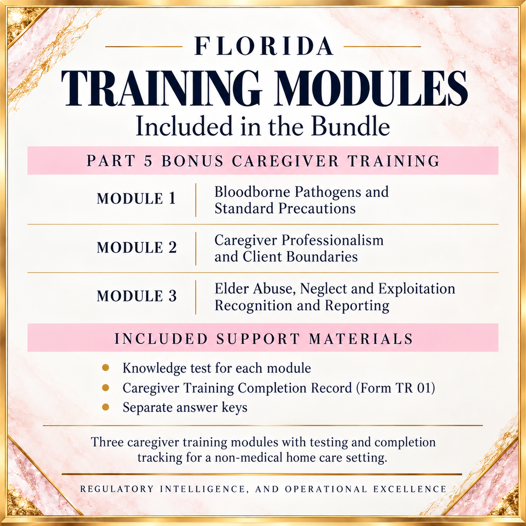 Florida Caregiver Bundle: Onboarding, Caregiver Forms & Training