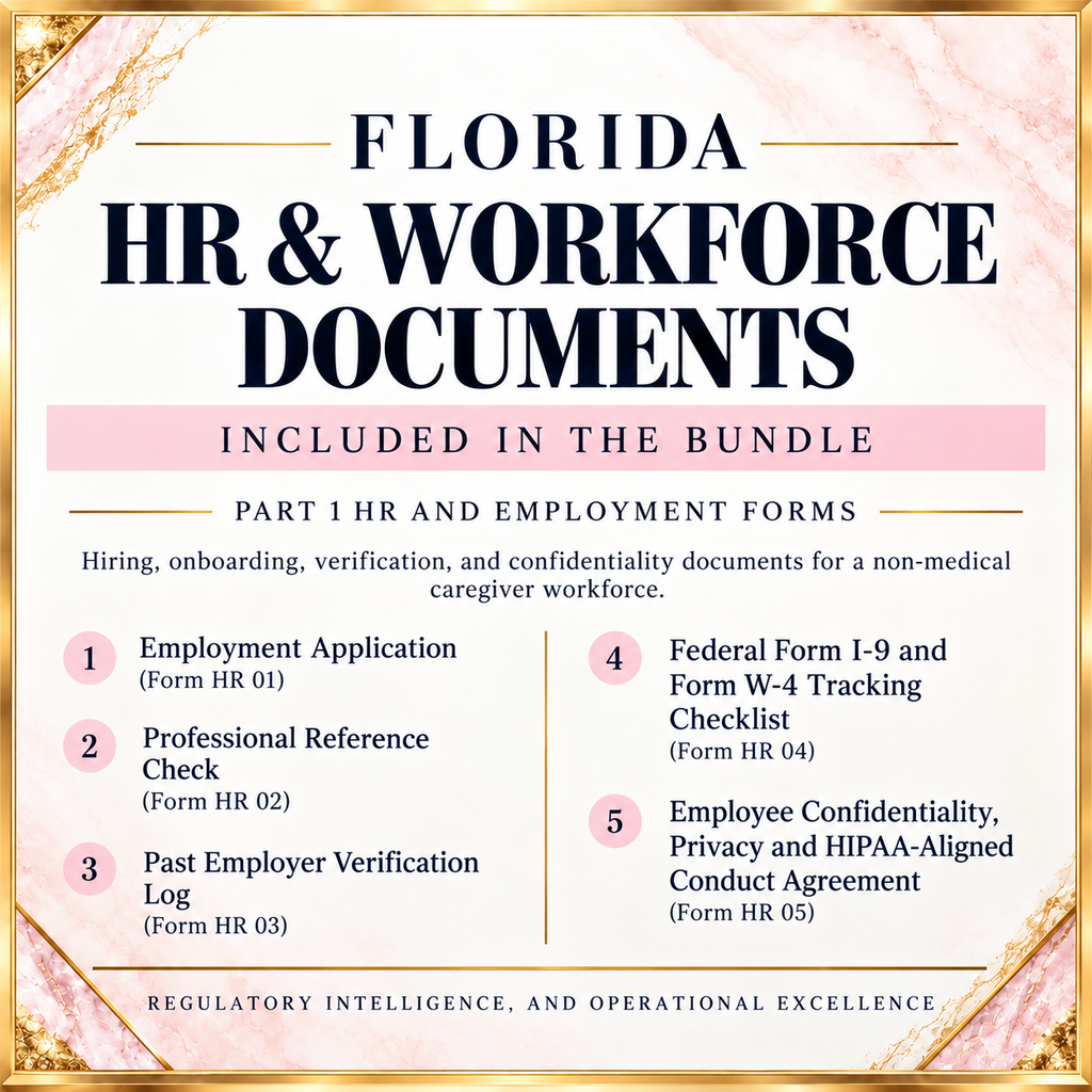 Florida Caregiver Bundle: Onboarding, Caregiver Forms & Training