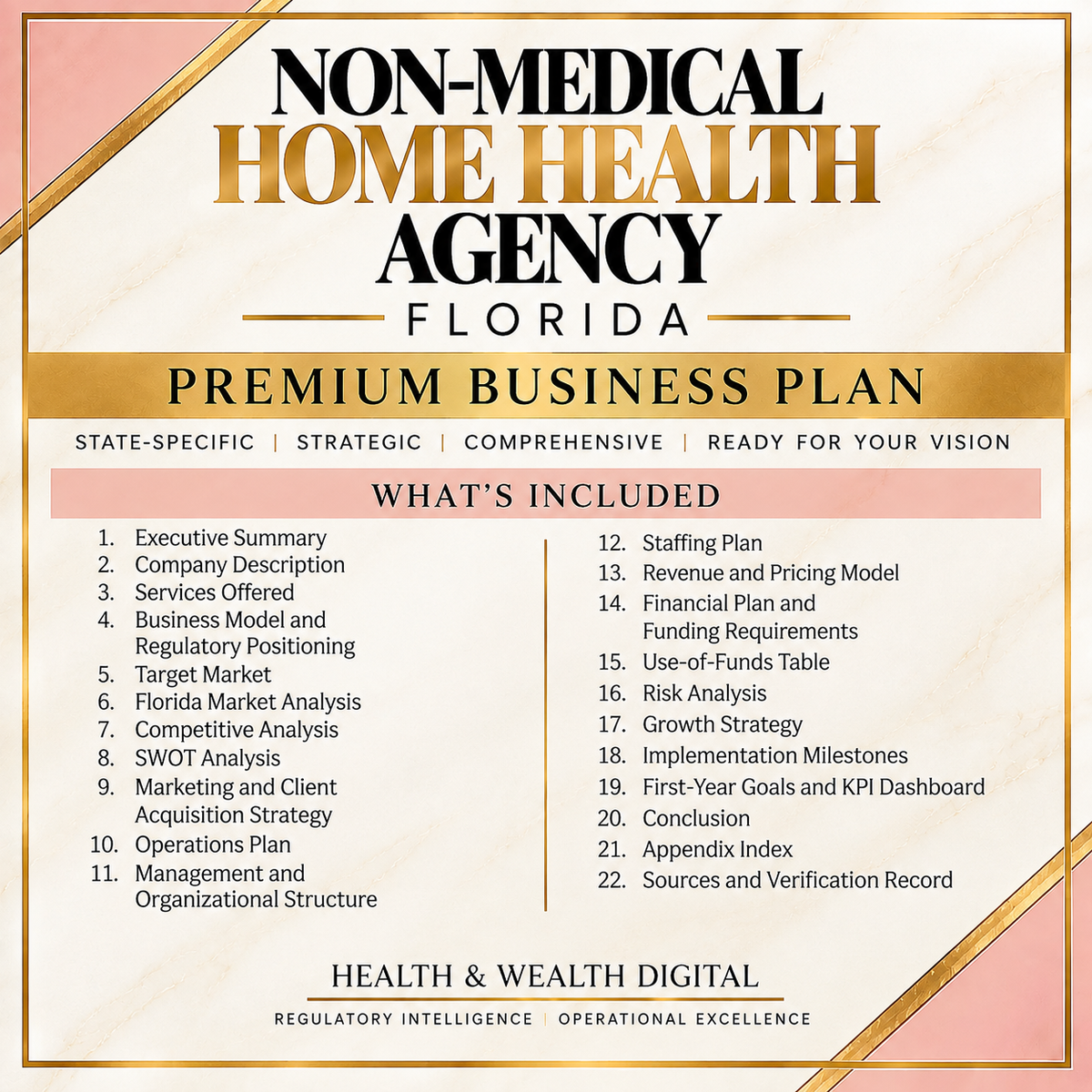 Florida Licensed Non-Skilled Home Health Agency Premium Business Plan