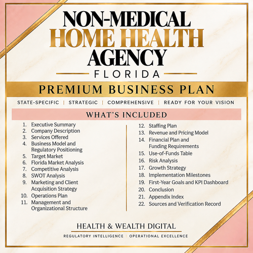 Florida Licensed Non-Skilled Home Health Agency Premium Business Plan