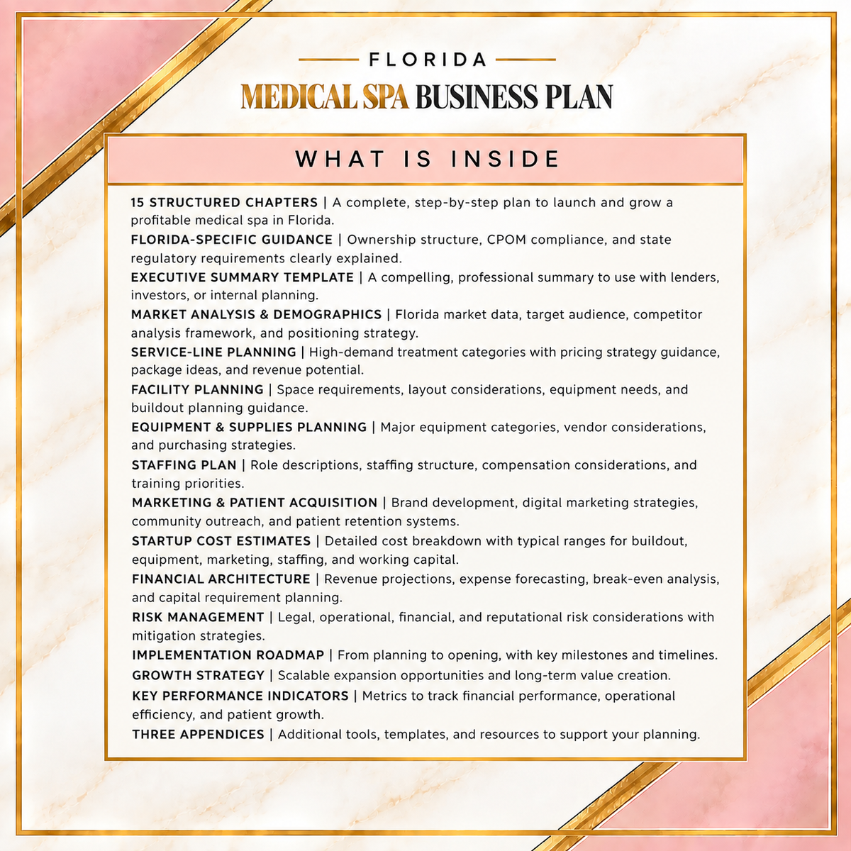 Florida Medical Spa Business Plan | Institutional-Grade AHCA-Compliant Strategic Template