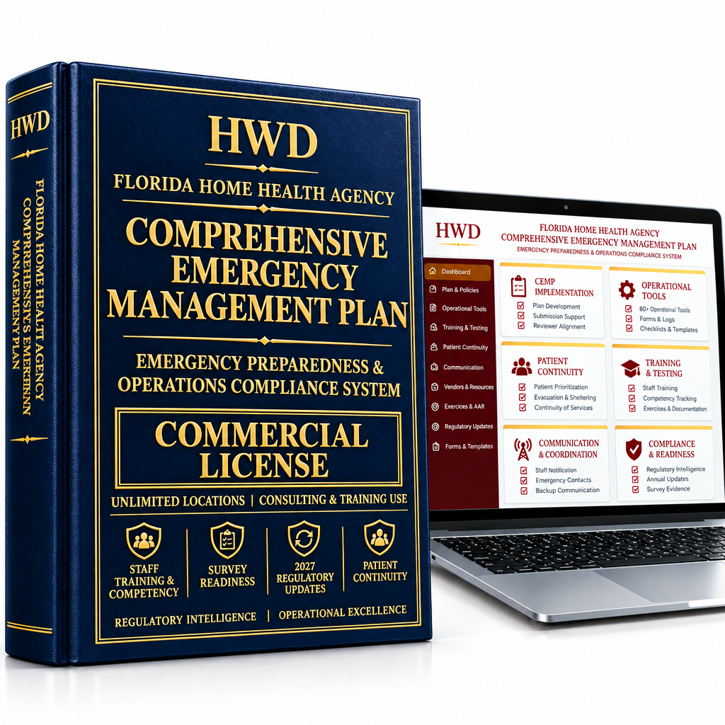 Florida Skilled & Non-Skilled HHA Emergency Preparedness Compliance & Operations System — Commercial/Professional License (Up to 5 Client-Facility Engagements)