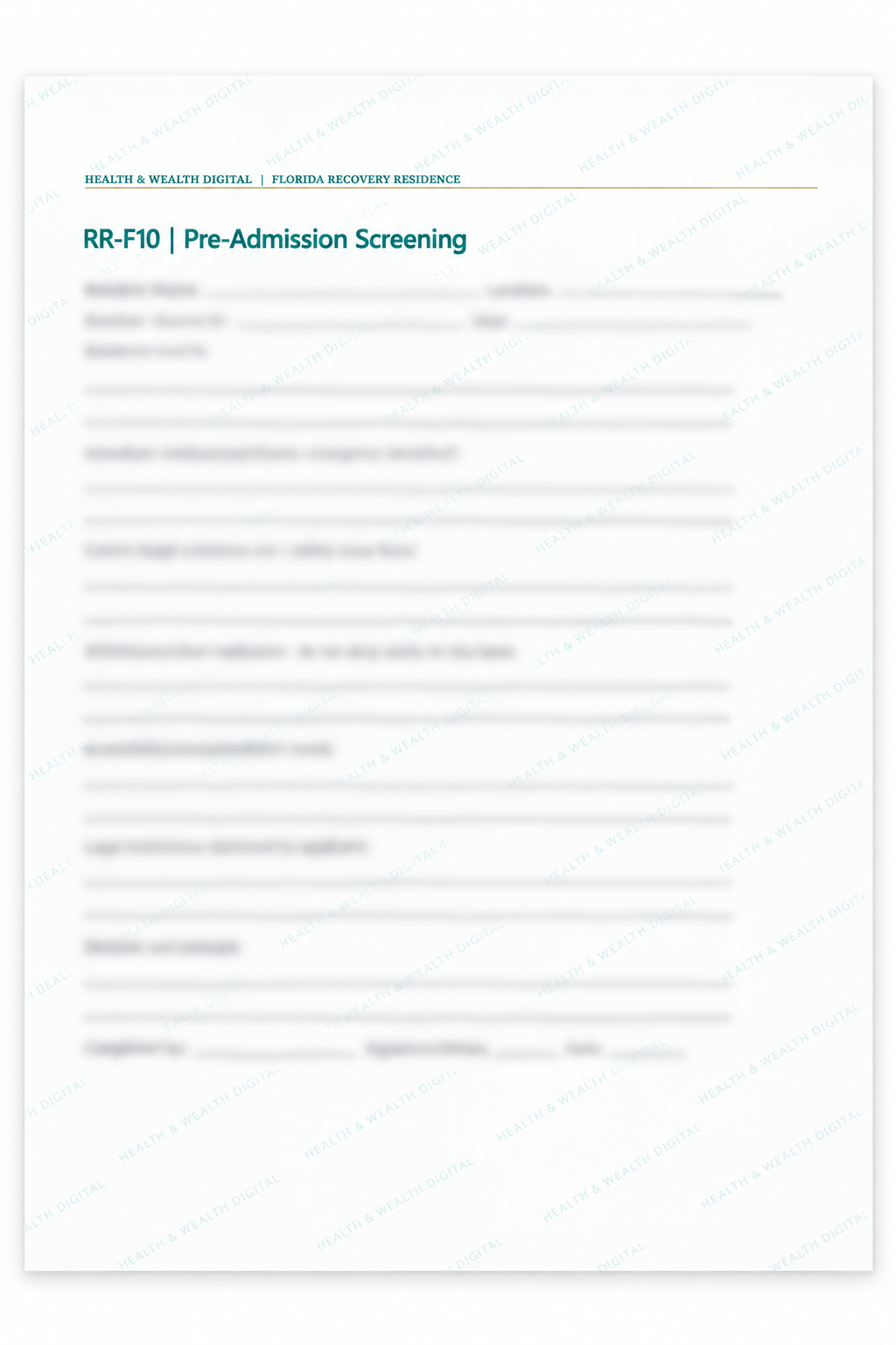 RR-F10 Pre-Admission Screening Corrected